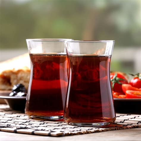 Crystalia Turkish Tea Glass Cups Traditional Tea Set Of 6 With Modern Design Tea Mugs And