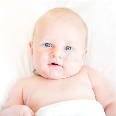 Peaceful Newborn Baby Lying On A Bed Stock Image Image Of Face
