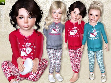 Cute Snow Bunny Pajama For Toddler Girls Found In Tsr Category Sims 3