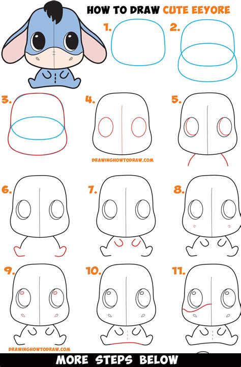 How To Draw A Cute Chibi Kawaii Eeyore Easy Step By Step