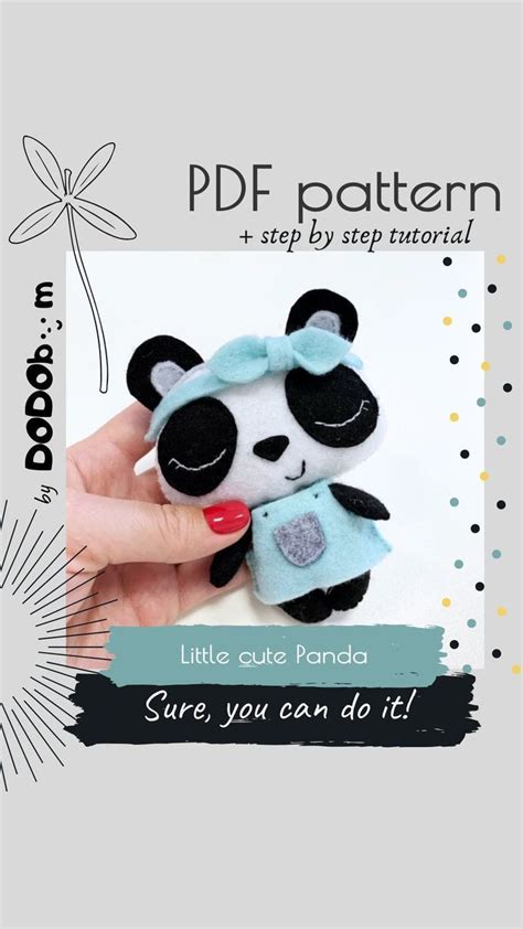 Felt Doll Diy Panda Pattern Felt Pands Pattern Felt Etsy Diy Doll