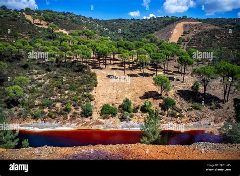 Blood Red Mineral Laden Water Rio Tinto River Minas De Riotinto Mining