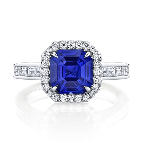 256ct Square Emerald Cut Sapphire And Diamond Ring Nicole Mera