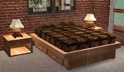 Mod The Sims New Meshes Platform Bed And Side Table Update 82105
