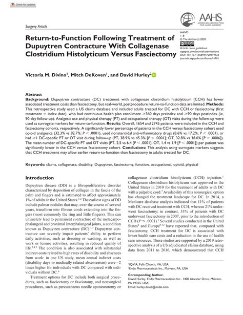 Pdf Return To Function Following Treatment Of Dupuytren Contracture With Collagenase
