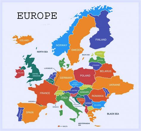 Europe Continent Political Map