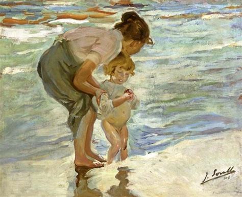 Sorolla Madre E Hijo En La Playa Art Spanish Art Painting