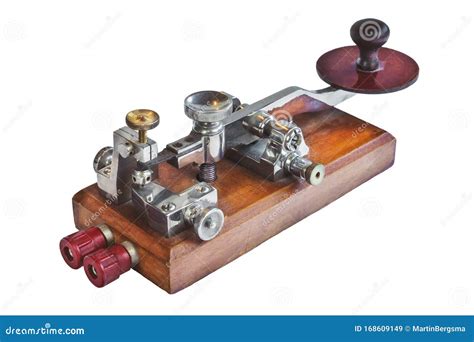 Ancient Morse Code Telegraphy Device Isolated On Whit Stock Image