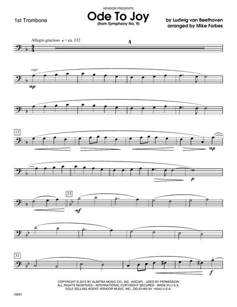 Ode To Joy From Symphony No 9 1st Trombone Sheet Music Mike