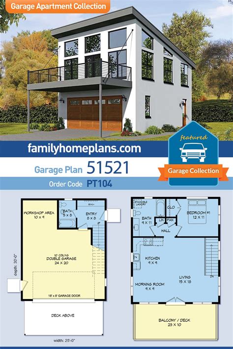 Plan 51521 Modern Garage Apartment Plan With Deck Garage Apartment