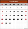 October 2017 Calendar - printable calendar template 2020 2021