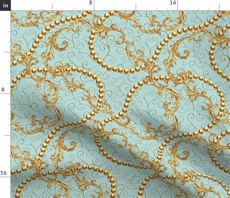 Rococo Golden Pattern Fabric Spoonflower