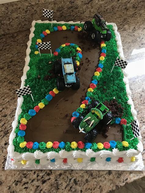 Write the name of the kid on this 2nd birthday cake & wish them in a fabulous way. Monster Truck Cake - 2nd Birthday | Monster truck birthday ...