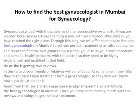 how to find the best gynaecologist in mumbai for gynaecology by lovina kapoor issuu