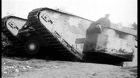 British Mark I Tank Being Positioned In Battlefield During World War I
