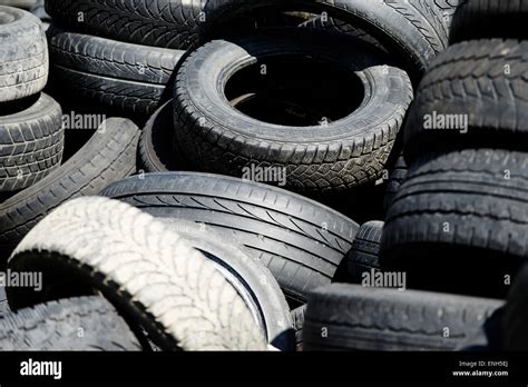 Scrap Car Old Used Tires Stock Photo Alamy