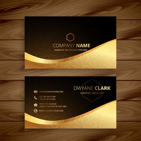 Business Card Template Gold With Black Vector Free Download