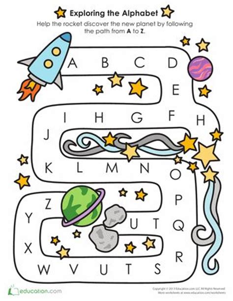 Alphabet Learning: Follow the A to Z Path | Space theme preschool