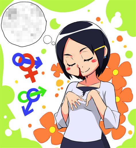 Oku Okumen Original 1girl Black Hair Blood Blush Stickers