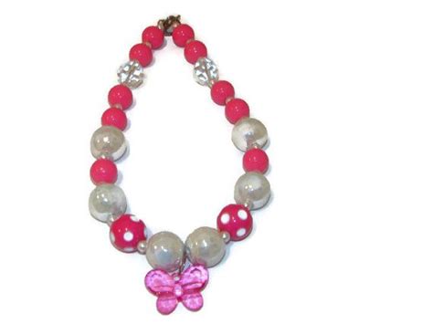 Bright Pink And White Bubblegum Necklace Bubblegum By Beadsntime 2000 Bubblegum Necklace