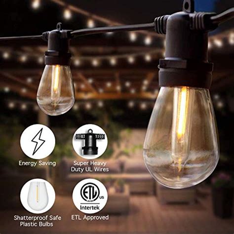 Sunthin Outdoor String Lights 48ft Patio Lights With 16 Led