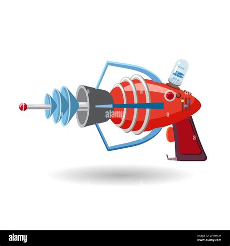 Cartoon Retro Space Blaster Ray Gun Laser Weapon Vector Illustration