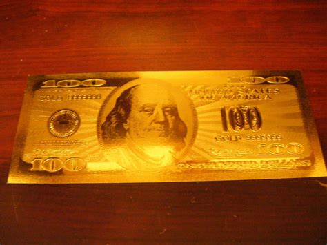 100 Dollars Gold 999 Us Banknote Bill