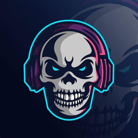 Premium Vector Skull With Headphone Mascot Esport Template