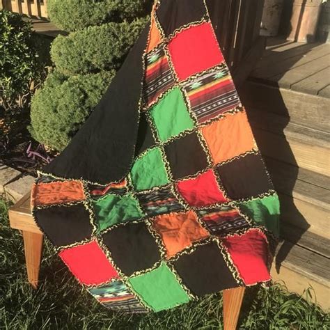 Navajo Southwest Baby Or Throw Size Rag Quilt In An Aztec Etsy