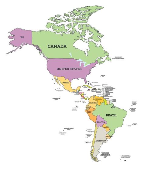 Sud E Nord America Politico Carta Geografica Nel Mercatore Proiezione