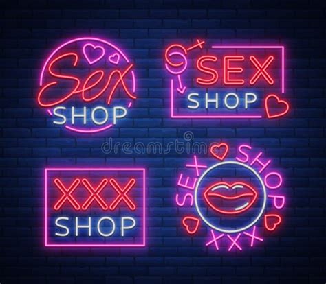Collection Logo Sex Shop Night Sign In Neon Style Neon Sign A Symbol For Sex Shop Promotion