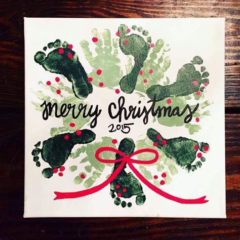 Christmas 2017 Footprint Handprint Wreath Christmas Crafts