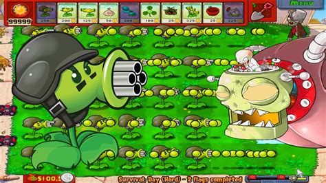 Plants Vs Zombies Hack Gameplay Unlimited Gatling Peas Vs Drzomboss