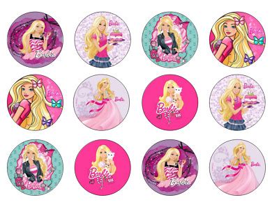 TOP QUALITY BARBIE 12x Edible Cake Decoration Cupcake Toppers A4 Icing