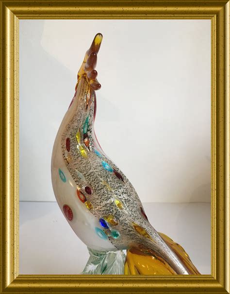 Large Murano Animal Figurine Glass Bird Rooster