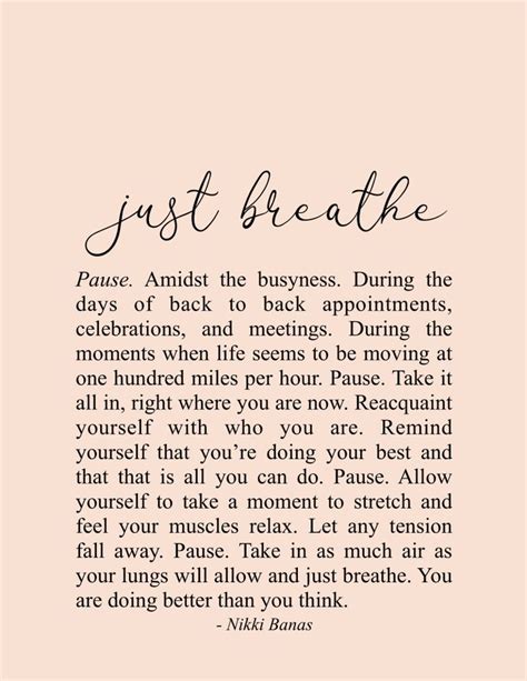 Just Breathe 85 X 11 Print In 2020 Just Breathe Quotes