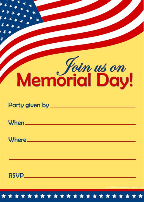Memorial Day Invitation Free Printable
