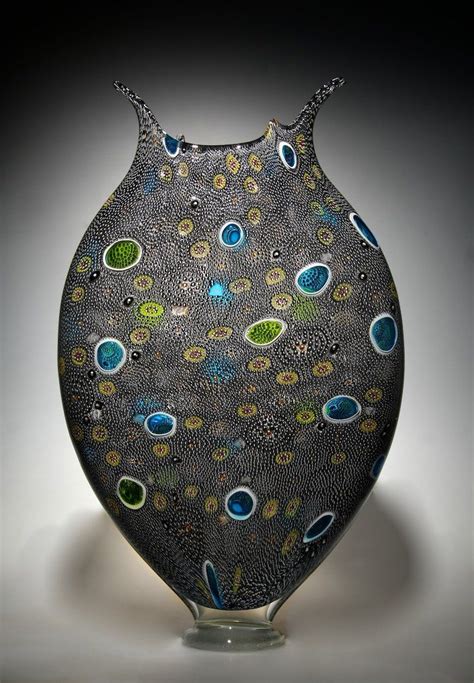 Gray Thread Foglio By David Patchen Art Glass Vessel Artful Home Glass Art Art Glass Vase