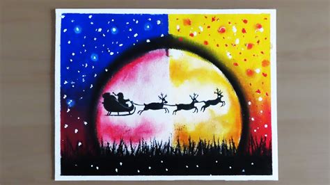 Christmas Drawing How To Draw Christmas Scenery Of Santa Claus In