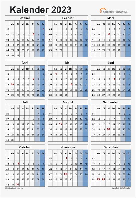 Kalender Januar 2023 Als Pdf Vorlagen