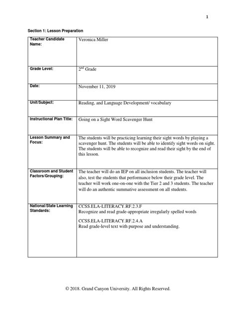 Coe Lesson Plan Template 2 Vocabulary Special Education