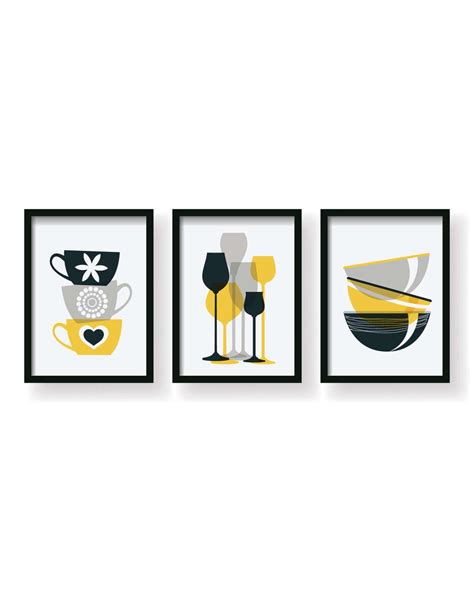 Yellow Kitchen Decor Gray Kitchen Print Kitchen Decor | Etsy | Modern kitchen art, Kitchen wall ...