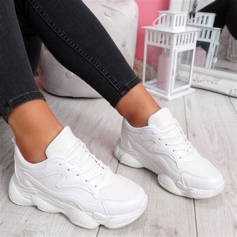 Womens Ladies Lace Up Chunky Sneakers Sport Trainers Women Party Shoes