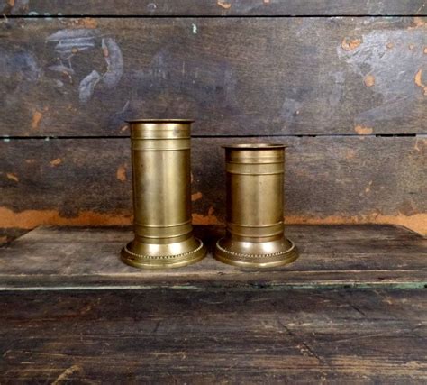 Vintage Heavy Brass Pillar Candlesticksdistressedtarnished Metal