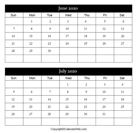 June And July 2021 Calendar June And July 2021 Calendar Calendar