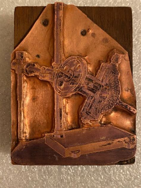 Antique Vintage Copper Wood Letterpress Printing Block Machine Tools