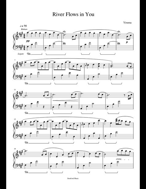 River flows in you, popular was the part after by fans of twilight series was chosen as one of the favorites to accompany a romantic scene. River Flows in You Yiruma Piano Solo 1 sheet music for Piano download free in PDF or MIDI