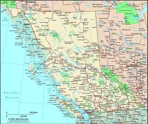 British Columbia Canada Political Wall Map
