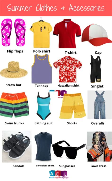 Summer Clothes Names Summer Clothes For Men Women Baby Learn
