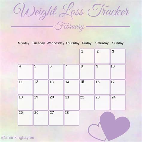 February 2021 Weight Loss Calendar 2021 Weight Loss Tracker By In